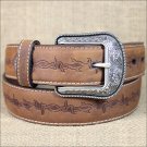 46x1 1/2" 3D BROWN MENS WESTERN FASHION LEATHER BELT REMOVABLE BUCKLE