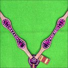 HILASON WESTERN LEATHER HORSE BREAST COLLAR PINK ZEBRA HAIR ON