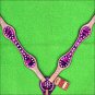 HILASON WESTERN LEATHER HORSE BREAST COLLAR PINK ZEBRA HAIR ON