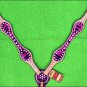 HILASON WESTERN LEATHER HORSE BREAST COLLAR PINK ZEBRA HAIR ON