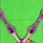 HILASON WESTERN LEATHER HORSE BREAST COLLAR PINK ZEBRA HAIR ON