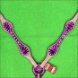 HILASON WESTERN LEATHER HORSE BREAST COLLAR PINK ZEBRA HAIR ON