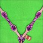 HILASON WESTERN LEATHER HORSE BREAST COLLAR PINK ZEBRA HAIR ON