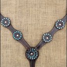 HILASON WESTERN LEATHER HORSE BREAST COLLAR DARK BROWN TURQUOISE CRYSTALS