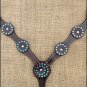 HILASON WESTERN LEATHER HORSE BREAST COLLAR DARK BROWN TURQUOISE CRYSTALS