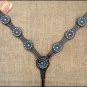 HILASON WESTERN LEATHER HORSE BREAST COLLAR DARK BROWN TURQUOISE CRYSTALS