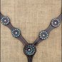 HILASON WESTERN LEATHER HORSE BREAST COLLAR DARK BROWN TURQUOISE CRYSTALS