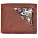 JUSTIN BROWN DISTRESSED CAMO LEATHER CORNER INLAY WESTERN BIFOLD MENS WALLET