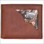 JUSTIN BROWN DISTRESSED CAMO LEATHER CORNER INLAY WESTERN BIFOLD MENS WALLET