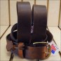 38in. JUSTIN BASIC WORK LEATHER MANS BELT BROWN MADE IN THE USA.