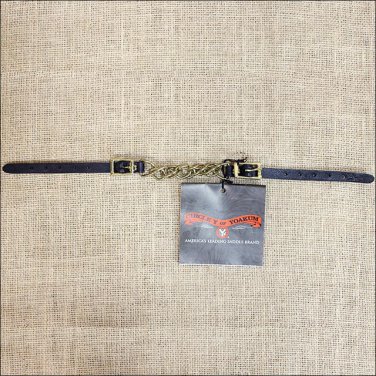 BLACK CIRCLE Y BRASS CHAIN CURB LEATHER STRAP 4 1/2 INCH CHAIN