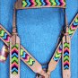 HILASON WESTERN LEATHER HORSE BRIDLE HEADSTALL BREAST COLLAR TAN W/ AZTEC INLAY
