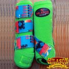 SMALL HILASON AZTEC LIME HORSE REAR LEG PROTECTION ULTIMATE SPORTS BOOTS PAIR