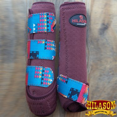 SMALL HILASON BROWN AZTEC HORSE FRONT LEG PROTECTION ULTIMATE SPORTS BOOTS PAIR