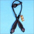 HILASON WESTERN LEATHER HORSE ONE EAR HEADSTALL BRIDLE BLACK TEXAS STAR CONCHO