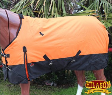 81" HILASON 600D WINTER WATERPROOF POLY TURNOUT HORSE BLANKET ORANGE BLACK