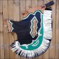 CK841 HILASON PRO RODEO BRONC BULL RIDING SHOW SMOOTH LEATHER CHINKS CHAPS BLACK