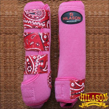 MEDIUM HILASON PINK BANDANA HORSE FRONT LEG PROTECTION ULTIMATE SPORTS BOOT PAIR