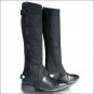 HORZE RIBBED AMARA HALF CHAPS HORSE RIDING SYNTHETIC LEATHER VELCRO BLACK