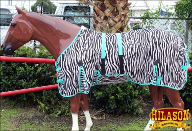 69" HILASON UV PROTECT AIRFLOW MESH HORSE FLY SHEET W/ BELLY STRAP ZEBRA