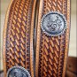 40in. JUSTIN ROUND EM UP TOOLED WESTERN LEATHER BELT - BROWN MADE IN THE USA