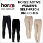 HORZE ACTIVE WOMEN HORSE RIDING COTTON SELF PATCH BREECHES BLACK BROWN