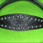 F9BK HILASON WESTERN LEATHER HORSE BRIDLE HEADSTALL BLACK FLORAL CARVED