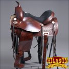 TO106AM-F HILASON TREELESS WESTERN LEATHER TRAIL BARREL RACING SADDLE 17"