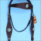 F42 HILASON WESTERN LEATHER HORSE HEADSTALL BRIDLE BROWN TURQUOISE BLING CONCHO