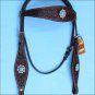 F42 HILASON WESTERN LEATHER HORSE HEADSTALL BRIDLE BROWN TURQUOISE BLING CONCHO