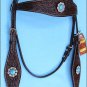 F42 HILASON WESTERN LEATHER HORSE HEADSTALL BRIDLE BROWN TURQUOISE BLING CONCHO