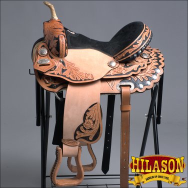TT200V1-F HILASON WESTERN FLEX TREE BARREL RACING TRAIL RIDING SADDLE 15"