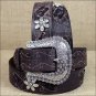 30" JUSTIN BROWN COUNTY DAISY WESTERN LEATHER LADIES BELT RHINESTONE