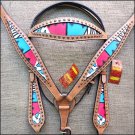 F519 NEW HILASON WESTERN HAND PAINT LEATHER HORSE BRIDLE HEADSTALL BREAST COLLAR