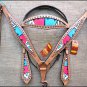 F519 NEW HILASON WESTERN HAND PAINT LEATHER HORSE BRIDLE HEADSTALL BREAST COLLAR
