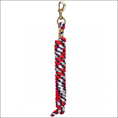 WHITE NAVY RED WEAVER TACK HORSE POLY LEAD ROPE W/ SOLID BRASS 225 SNAP