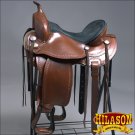 TO917F- HILASON ANTIQUE BROWN TREELESS WESTERN TRAIL BARREL RACING SADDLE 16"