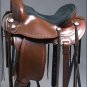 TO917F- HILASON ANTIQUE BROWN TREELESS WESTERN TRAIL BARREL RACING SADDLE 16"