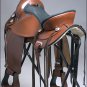 TO917F- HILASON ANTIQUE BROWN TREELESS WESTERN TRAIL BARREL RACING SADDLE 16"