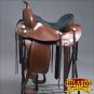 TO917F- HILASON ANTIQUE BROWN TREELESS WESTERN TRAIL BARREL RACING SADDLE 16"
