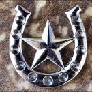SET OF 8 NICKEL FINISH HORSESHOE STAR DESIGN CONCHO HEADSTALL SADDLE COWGIRL