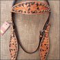 V1 HILASON WESTERN LEATHER HORSE BRIDLE HEADSTALL TAN W/ BLACK HAND PAINT INLAY