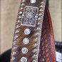 34 INCH WESTERN NOCONA CONCHOS RHINESTONES HAIR BROWN LEATHER MENS BELT