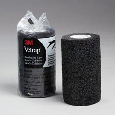 4 X 5 3M VETRAP HORSE ADHERES LIGHTWEIGHT COMFORTABLE BANDAGING TAPE BLACK