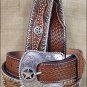 44 INCH WESTERN NOCONA HAIR STAR CONCHO BROWN LEATHER MENS BELT