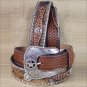 44 INCH WESTERN NOCONA HAIR STAR CONCHO BROWN LEATHER MENS BELT