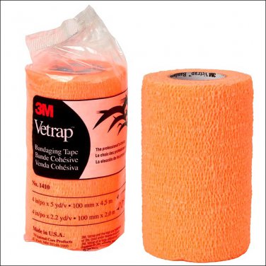 4x5 YD 3M VETRAP HORSE COMFORTABLE BANDAGING TAPE ROLL NEON ORANGE