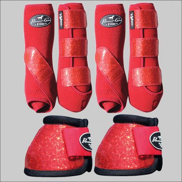 LARGE PROFESSIONAL CHOICE SPORTS HORSE BOOTS BELL VENTECH ELITE GLITTER CRIMSON