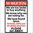 12X17 RIVERS EDGE HOME DÉCOR NO SOLICITING EMBOSSED WEATHERPROOF TIN SIGN