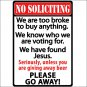 12X17 RIVERS EDGE HOME D&Atilde;�COR NO SOLICITING EMBOSSED WEATHERPROOF TIN SIGN